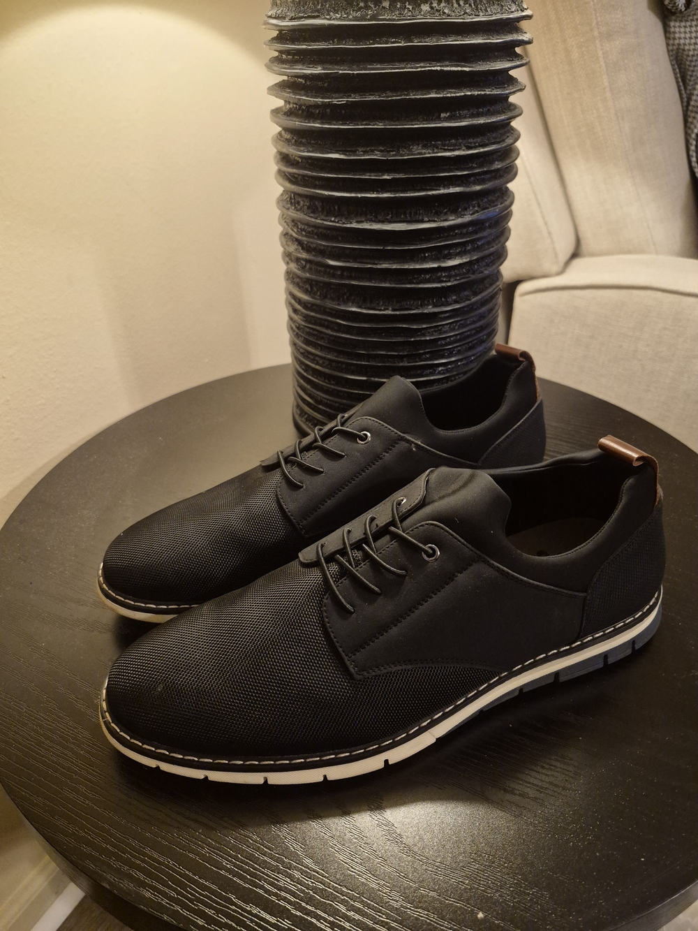George Black Lace-Up Oxfords with White-Trim Sole